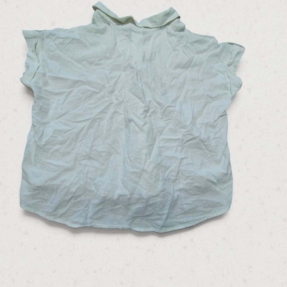 Liz Claiborne Linen Blend Top Women XXL White V-Neck Short Sleeve Blouse Hi-Low